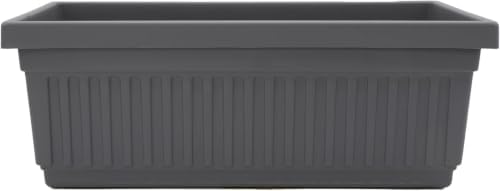 The HC Companies 30 Inch Venetian Rectangular Window Planter Box - Lightweight Plastic Indoor Outdoor Plant Pot with Drainage for Windowsill, Herbs, Flowers, Warm Gray (Pack of 5) by TheHCCompanies