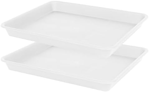 VUWEZ 2 Pack Plant Growing Nursery 1020 Trays, Heavy Sturdy Seed Starting Saucer, No Holes Starter Tray for Indoors (22"x11.2", Creamy White) by VUWEZ