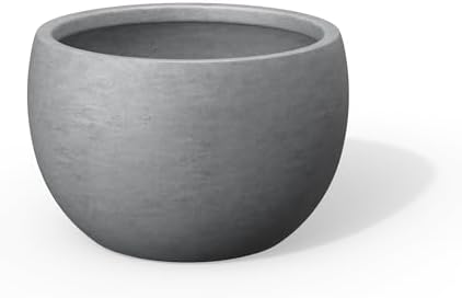 Kante Modern Home Minimalist 20" Dia Pale Gray Concrete Bowl Planter by Unknown