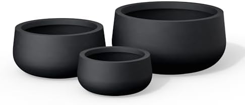 Kante 3-Pack 19.6" 16" 11" W Round Black Concrete Planters by Unknown