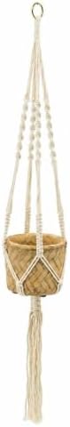 Set of 2 Hanging Planters with Cotton Macrame Hanger, Woven Basket Plant Holder with Decorative Tassel, Ceiling Hanging Planter for Small Succulents and Indoor Plants by WOWPIONEER