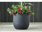 14 Inch Fluted Resin Round Planter, Matte Black Modern Flower Pot, Lightweight Indoor Outdoor Garden Container for Succulents, Herbs, and Small Plants - Image 2