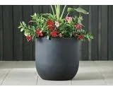 14 Inch Fluted Resin Round Planter, Matte Black Modern Flower Pot, Lightweight Indoor Outdoor Garden Container for Succulents, Herbs, and Small Plants - Image 2