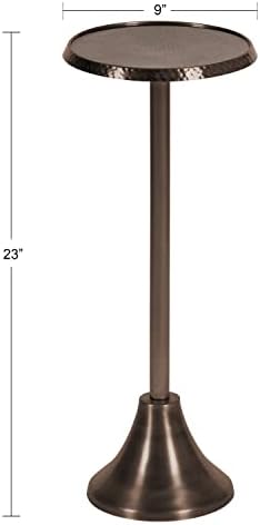 Kate and Laurel Sanzo Modern Pedestal Drink Table; 9 x 9 x 23; Bronze; Decorative End Table with Hammered Tabletop - Image 3