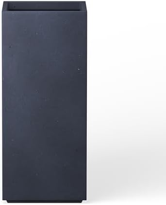Kante Charcoal Concrete Planter 23.6" Tall All-Weather Square Accent Pot by Unknown