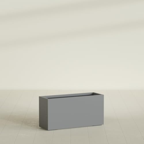 Greenline Leo Tall Rectangular Fiberglass Planter, Outdoor Planter Box - Image 3