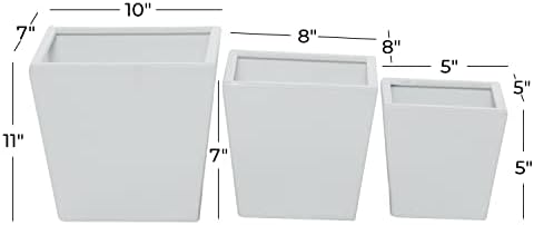 CosmoLiving by Cosmopolitan Metal Indoor Outdoor Planter, Set of 3 7", 11", 5" H, White - Image 3