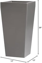 Windsor Tall Square Fiberglass Planter, Grey, 13 Inch - Image 6