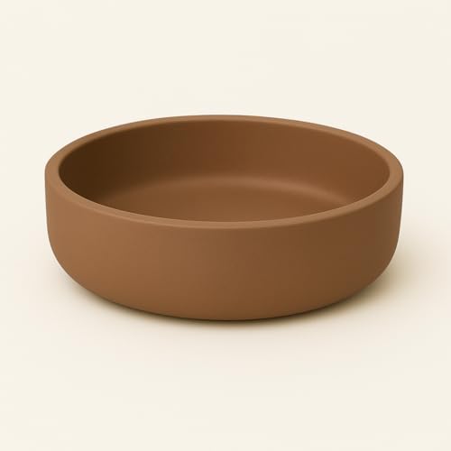 Concrete Succulent Pot Bowl, Modern Decor, Gift, Wedding/Shower Favor, Candle Vessel, 6 in (Charcoal, with Drainage Hole) (Brown, with Drainage Hole) by Unknown