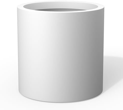 Kante White Concrete Planter 9.8" Tall All-Weather Round Small Pot by Unknown