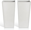 Heyzier Tall Planters for Outdoor Plants, Large Resin Flower Pots for Garden, Front Porch, Patio, Indoor - Set of 2 (White, 32 inch - 2 Pack) by Heyzier