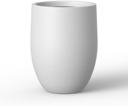 Kante Tall Concrete Planter 21.7" Modern White Floor Pot for Indoor Outdoor by Unknown