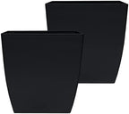 The HC Companies Aria Self Watering Square Plant Pot w/Drainage - Classic Planters for Outdoor Plants & Indoor Plants - Lightweight & UV-Resistant Plastic Pots for Plants (12" Matte Black, Pack of 2) by TheHCCompanies