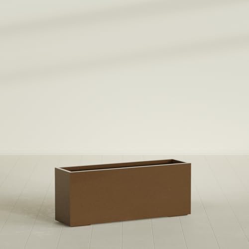 Greenline Leo Tall Rectangular Fiberglass Planter, Outdoor Planter Box - Image 3
