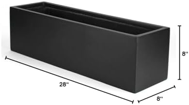 Vase Source Matte Black Rectangle Large Planter - Fiberglass Flower Pot 8" High x 8" Wide x 28" Long - Image 2