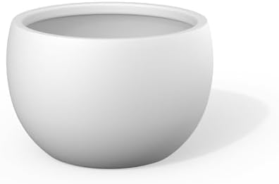 Kante White Concrete Planter 20" Dia All-Weather Round Large Pot by Unknown