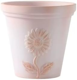 Vintage Boho White Terracotta Flower Pots, Breathable Clay Planters, Roman Decorative Pots for Indoor & Outdoor, Garden Planters for Patio, Balcony Home Décor (Sunflower, 20 * 18cm) by Unknown