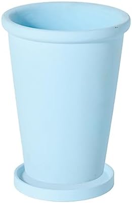 Planter Flower Pots Solid Color High Thin Round Thick Side Plant Pots Tall Simple with Tray Ceramic Planters for Home/Office/Garden/Balcony Flower Pots(Blue,Medium) by Unknown