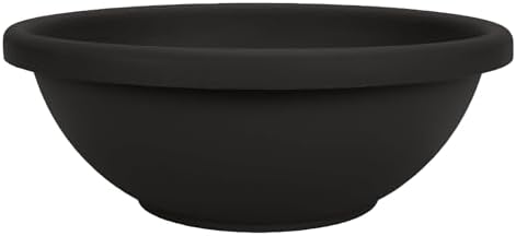 The HC Companies Shallow Planter with Drainage - Contemporary Garden Bowl Planter for Flowers, Herbs & More - Round Succulent Planter Pot for Indoors and Outdoors (15.5" Black, Pack of 1) by TheHCCompanies