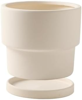 Flower pots Creative Round White Clay Plant Outdoor Indoor(15.1cm) by Unknown