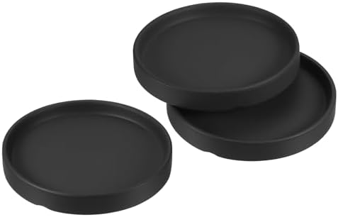 PATIKIL Plant Pot Saucer 5 Inch OD, 3 Pack Ceramic Round Flower Drip Tray for Indoor Outdoor, Black by PATIKIL
