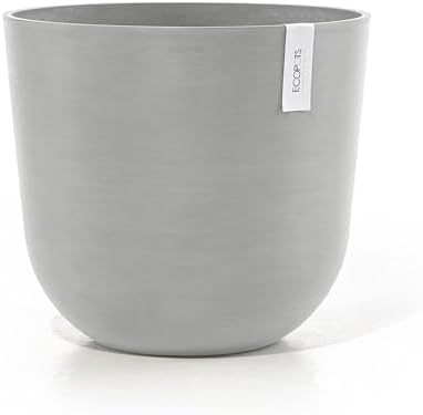 Ecopots Oslo Round Flower Planter, White Grey, 17.75" by ECOPOTS