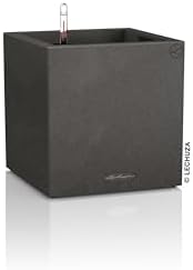 Lechuza Canto Stone Low 30 Graphite Black, Self-Watering Square Planter, H11.8 L11.8 W11.8 in by LECHUZA