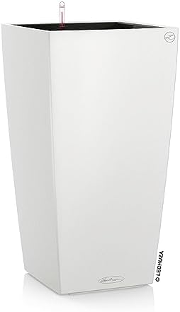 Lechuza 13150 Cubico Color 40 Self-Watering Planter for Indoor and Outdoor Use, 16" x 16" x 30", White by LECHUZA