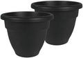 The HC Companies 20 Inch Caribbean Planter Pots with Drainage & Plug, Rolled Rim Plastic Planters for Indoor & Outdoor Plants, 2-Pack Decorative Flower Pots for Garden, Office & Home Decor, Black by TheHCCompanies