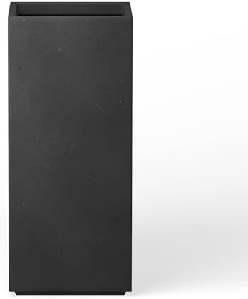 Kante Small Column Square Black Concrete Planter 19.9" H, Outdoor by Unknown