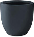 Kante Small Round Bowl Charcoal Concrete Planter 10" Dia, Outdoor by Unknown