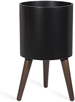 D'vine Dev 10 Inch Planter Pot with Wood Stand, Black, 88-O-B-2 by DvineDevPlanterPotsandStand