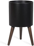 D'vine Dev 10 Inch Planter Pot with Wood Stand, Black, 88-O-B-2 by DvineDevPlanterPotsandStand