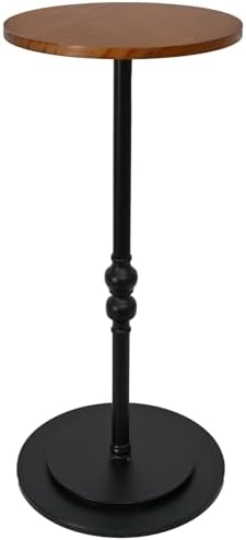 Small Round End Table, Tall Pedestal Drink Side Tables Living Room - Image 3