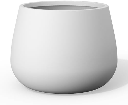 Kante Accent Round Curved White Concrete Planter 18.1" Dia, Outdoor by Unknown