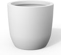 Kante 12.5" Tall Round Concrete Planter, Curved Cement Flower Pot, White by Unknown