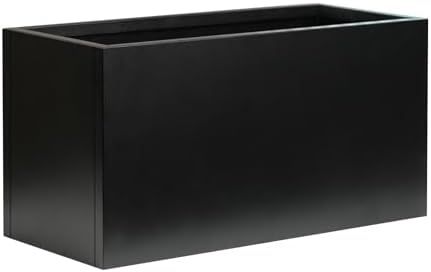 Black Planter Box 36" L x 12" W x 16" H, Rectangular Metal Planter by GZGNEEVL