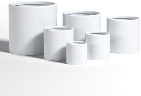 DTY Mount Powell 7.9" D x 7.9" H (Pot Opening 5.5") Fiberstone Cylindrical Planter with Drainage Hole, Weather Resistant for Indoor & Outdoor Use, Includes 2 Extra Coco Mats - White, Extra Small - Image 6