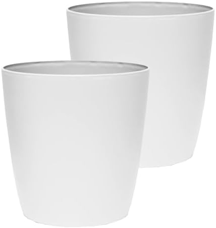 The HC Companies Aria Round Self-Watering Pot - Lightweight Plastic Planter for Herbs & More - Durable Plant Pots for Indoor Plants & Outdoor Plants (16" Matte White, Pack of 2) by TheHCCompanies