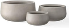 Kante Set of 3 Weathered Concrete Bowl Planters 19.6" 16" 11" Dia by Unknown