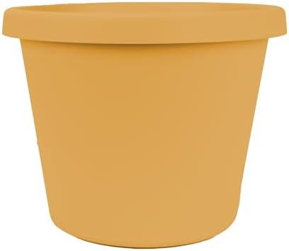 The HC Companies Prima Round Plastic Plant Pot w/Rolled Rim - Lightweight & UV Resistant Flower Pot for Herbs & More - Outdoor & Indoor Plant Pots w/Drainage (14 inch, Honey, Pack of 1) by TheHCCompanies