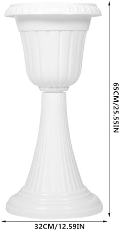 Happyyami Flower Pot Outdoor Planter Urn Flower Vase Wedding Flower Trumpet Vase Greek Column Urn Flower Pot Flower Pots for Urn Pot Decorative Urns Plastic European Style Pillar White - Image 3