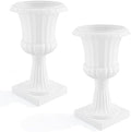 Urn Planter for Front Porch, 19.7 Inch Tall Classic Plastic Flower Pot, Decorative Large Outdoor Planter for Garden, Patio, Entryway and Wedding Decor, 2/4 Pcs Set White 2 by Unknown