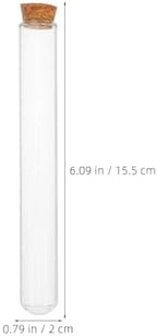 OUNONA 20ml Round Bottom Glass Test Tubes Cork Stoppers 20pcs for Lab Plant Propagation - Image 2