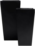 Edinburgh Tall Square Fiberglass Planter (L:15" x W:15" x H:30", Matte Black) - Image 3