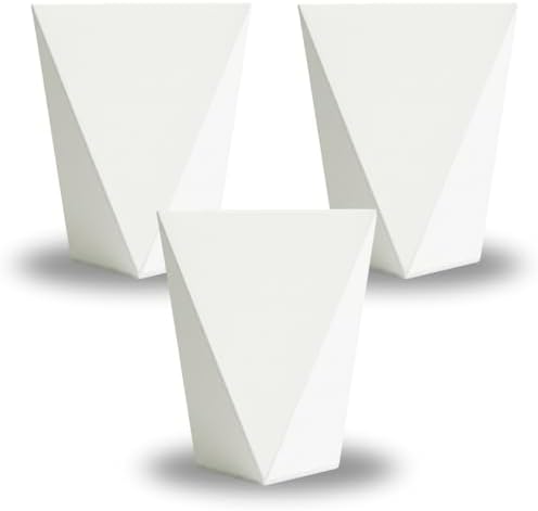 CZ Grain Modern White Geometric Tapered Planter | Minimalist Design for Succulents, Herbs & Small Plants | Hostess, Holiday or Coworker Gift | Indoor Flower Pot | Designer Aesthetic 6.6"x8.3" (3) by CZGrain