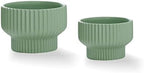 Puoyik 2 Piece Set of Flower Pots 8/6 inches, Ceramic Flower Pots with Drainage Holes, Indoor and Outdoor Plant Flower Planter (7.8/5.9 Green) by Puoyikt