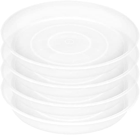 4 Pack of 16 inch Plant Saucer (13.8 Inch Base), 1.7" Depth Tray, Large Deep Garden Plastic Flower Planter Plant Trays for Indoors Outdoor Bath Bath (16", Clear) by Bleuhome