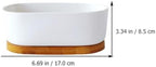 DOITOOL 2pcs Oval Ceramic Flowerpot Hydroponic Pot Ceramic Succulent Planter Outdoor Planters Flower Pots Indoor Bonsai Pot with Tray Garden Planting Container Household Bamboo Set - Image 2
