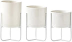 HASMI Plant pots Set of 3 Ceramic Flower pots with Metal Rack Desktop Flower Vases Planters for Succulents Home Gardening Decoration Without Hole Flower Pots (Color : 1) by Unknown